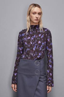 Tunika aus Viskose mit Blumen-Print, Schwarz, Patrizia Pepe