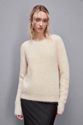 Round neckline sweater, Beige, Patrizia Pepe