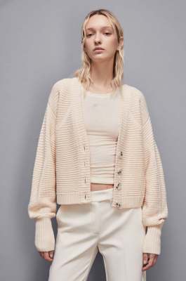 Ribbed wool cardigan, Beige, Patrizia Pepe