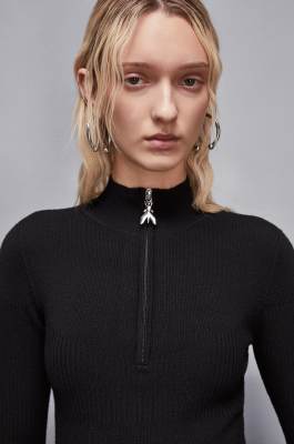 Wool blend turtleneck sweater, Black, Patrizia Pepe