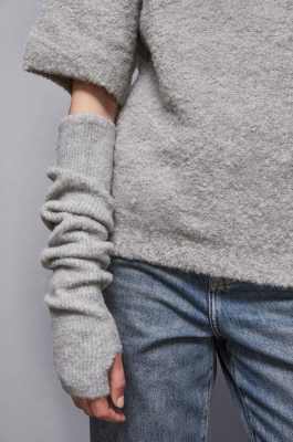 Bouclè-Pullover mit halben Ärmeln, Grau, Patrizia Pepe