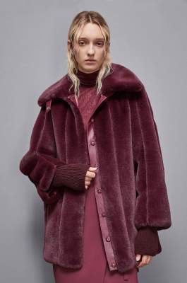 Midi synthetic fabric coat, Red, Patrizia Pepe