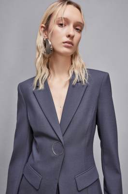 Stretch wool gabardine jacket, Grey, Patrizia Pepe