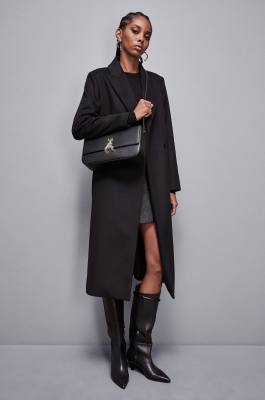 Leather bag with shoulder strap, Black, Patrizia Pepe