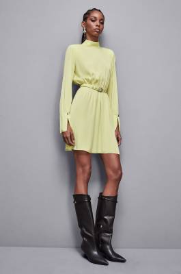 Essential twill belted dress, Yellow, Patrizia Pepe