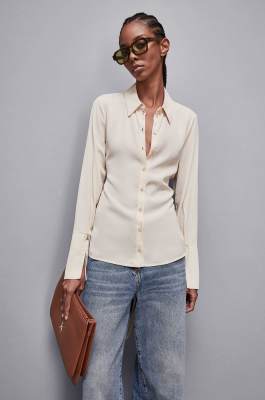 Essential twill sash shirt, Beige, Patrizia Pepe