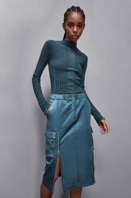 Essential viscose ribbed knitting sweater, Blue, Patrizia Pepe