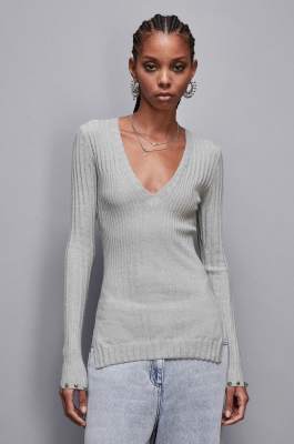 Essential ribbed knitting sweater, Grey, Patrizia Pepe
