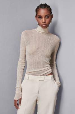 Essential slim fit wool sweater, Beige, Patrizia Pepe