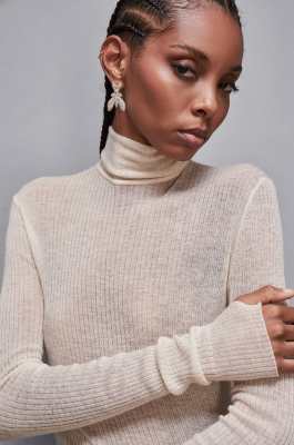 Essential slim fit wool sweater, Beige, Patrizia Pepe
