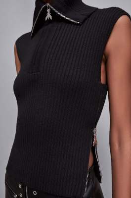 Essential sleeveless viscose sweater, Black, Patrizia Pepe