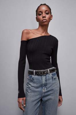 Bodysuit Slim-Fit aus Wollmix, Schwarz, Patrizia Pepe