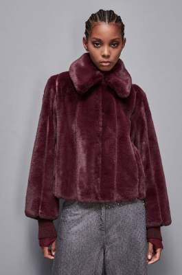 Short synthetic fabric coat, Red, Patrizia Pepe