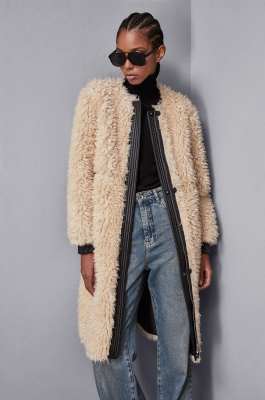 Reversible long jacket, Black, Beige, Patrizia Pepe
