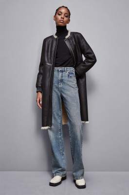 Reversible long jacket, Black, Beige, Patrizia Pepe