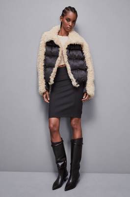 Nylon over down jacket, Black, Beige, Patrizia Pepe