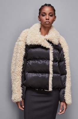 Nylon over down jacket, Black, Beige, Patrizia Pepe