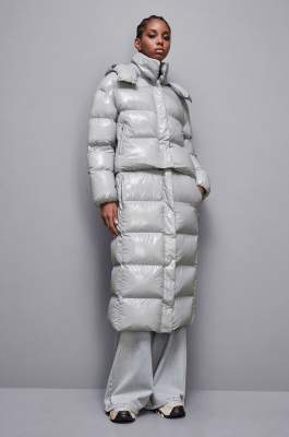 Shiny nylon long down jacket, Grey, Patrizia Pepe