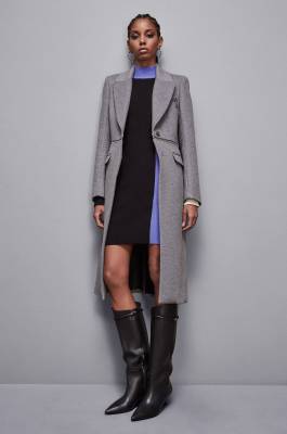 &quot;Essential&quot; coat with maxi zipper at waist, Grey, Patrizia Pepe