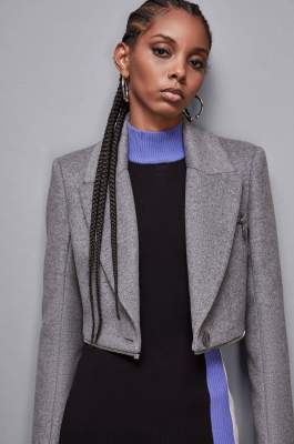 &quot;Essential&quot; coat with maxi zipper at waist, Grey, Patrizia Pepe
