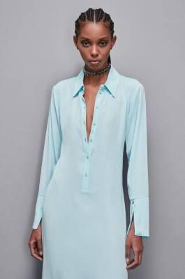 Essential twill sash dress, Light Blue, Patrizia Pepe