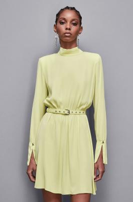 Essential twill belted dress, Yellow, Patrizia Pepe