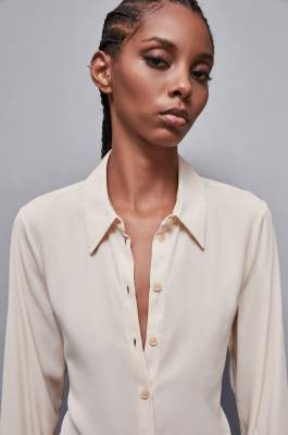 Essential twill sash shirt, Beige, Patrizia Pepe