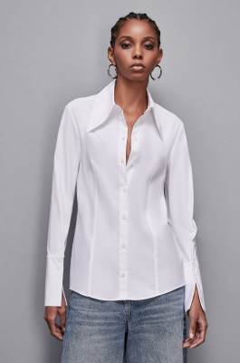 Essential slim fit cotton shirt, White, Patrizia Pepe