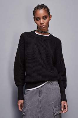 Ribbed wool sweater, Black, Patrizia Pepe
