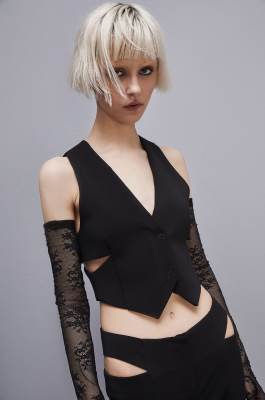 Elegant crepe vest, Black, Patrizia Pepe