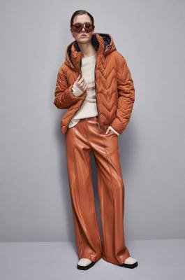 Matte nylon down jacket, Brown, Patrizia Pepe