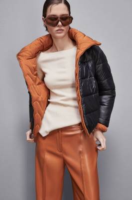 Matte nylon down jacket, Brown, Patrizia Pepe