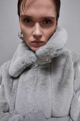 Midi synthetic fabric coat, Grey, Patrizia Pepe