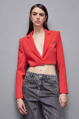 Essential jacket with zipper, Red, Patrizia Pepe