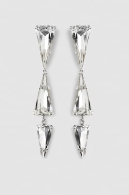 Brass earrings with rhinestones, Silver, Patrizia Pepe