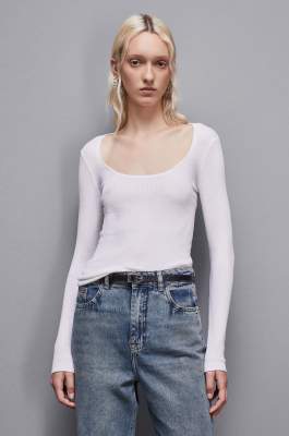 Long-sleeved knit with cut-out, White, Patrizia Pepe