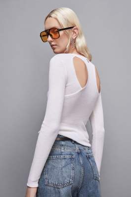 Long-sleeved knit with cut-out, White, Patrizia Pepe