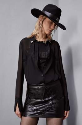 Hemd mit Cowgirl-Stickerei, Schwarz, Patrizia Pepe