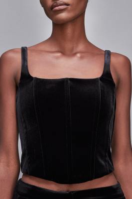 Bustier-Top aus Samt, Schwarz, Patrizia Pepe