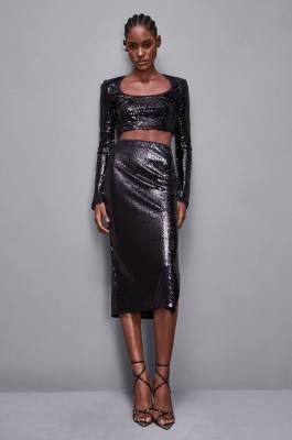 Sequin skirt, Blue, Patrizia Pepe