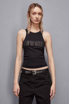 Cowgirl Tank-Top, Schwarz, Patrizia Pepe