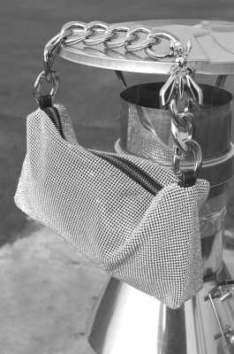 Rhinestone shoulder bag, Silver, Patrizia Pepe