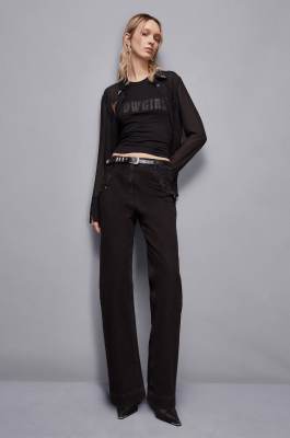 Jewelled denim pants, Black, Patrizia Pepe