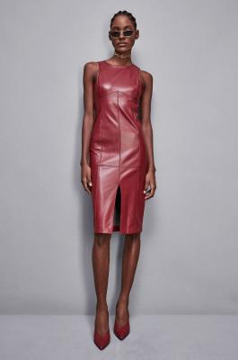 Midi dress with front slit, Red, Patrizia Pepe