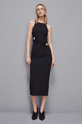 Midi dress with piercing details, Black, Patrizia Pepe