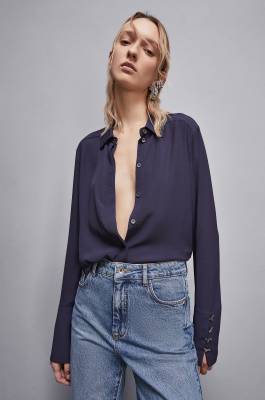 Essential Fly high cuffed shirt, Blue, Patrizia Pepe