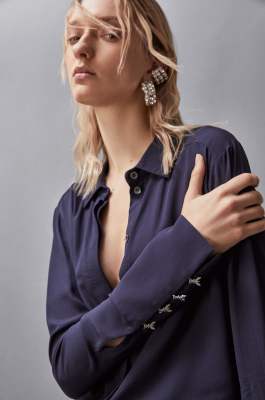 Essential Fly high cuffed shirt, Blue, Patrizia Pepe