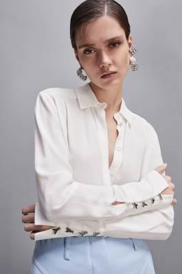 Essential Fly high cuffed shirt, White, Patrizia Pepe