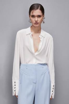 Essential Fly high cuffed shirt, White, Patrizia Pepe