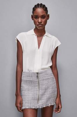 Essential sleeveless tunic with cufflinks, White, Patrizia Pepe